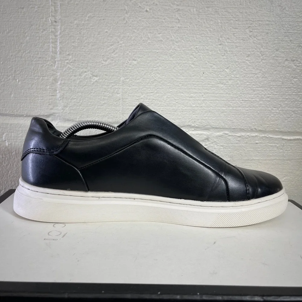 Nordstrom Rack 58665 Black Leather Casual Sneaker Shoes Slip On Men's 8.5 M